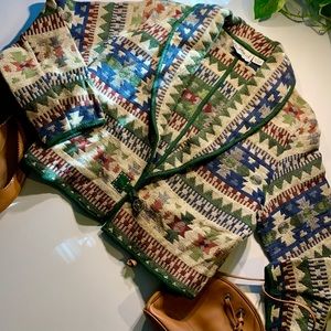 Boho Vintage cotton woven Aztec print blazer.